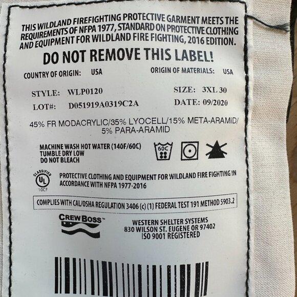 Crew Boss Plus Wildland Firefighting Pants Size 3XL 30 - Picture 5 of 5